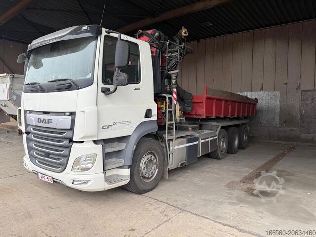 Containertransport (haakarmsysteem) DAF CF 480 FAQ +Fassi Kraan F235A2.24 + Containerha...