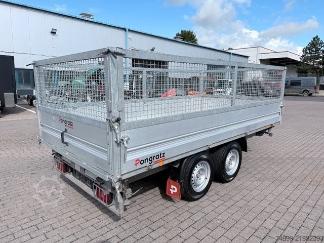 Reboque basculante trilateral PONGRATZ 3-SKS 3600/17 , Kipper,Funk, Rampen, Laubgitter,