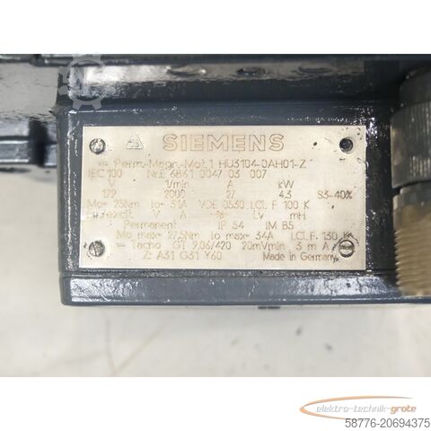 Motore Siemens Siemens 1HU3104-0AH01 - Z Perm.-Mag.-Motor SN: E6B61004703007 generalüberholt mit 12 Monaten Gewährleistung