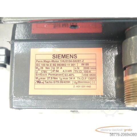 Besturingsunit Siemens 1HU3104-0AH01 - Z Perm.-Mag.-Motor SN: E8G863902110001 generalüberholt mit 12 Monaten Gewährleistung