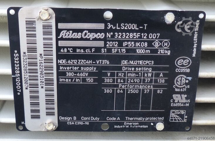 Vidali kompresör GA37VSDFF Atlas Copco GA37VSDFF