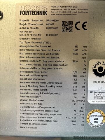 Mobile exhaust system Höcker Polytechnik Vacumobil VT250-L