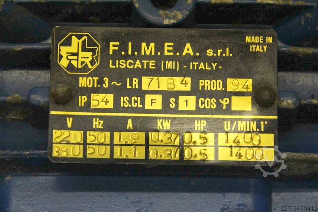 Motorreductor 0,37 kW 21 omw/min FIMEA 71 b4