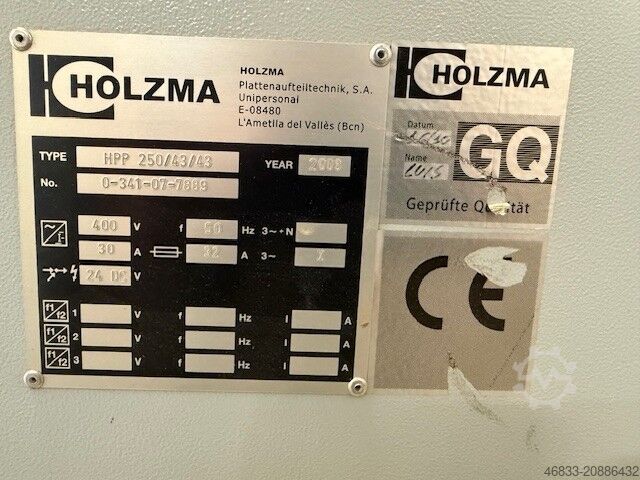 Panelová pila Holzma HPP 250/43/43