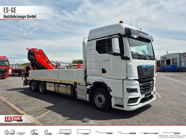 Platós teherautó MAN TGX 26.480 6x2-4 LL CH mit Fassi F545RA.2.26
