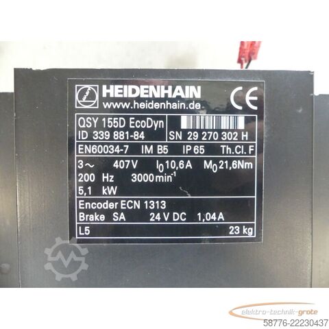 Kontrol ünitesi Heidenhain Rotor für QSY 155D EcoDyn ID: 339 881-84 Motor SN: 29270302H