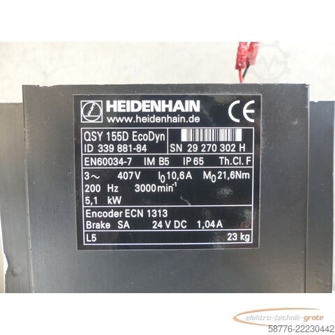 Kontrol ünitesi Heidenhain Stator für QSY 155D EcoDyn Motor ID: 339 881-84 SN: 29270302H