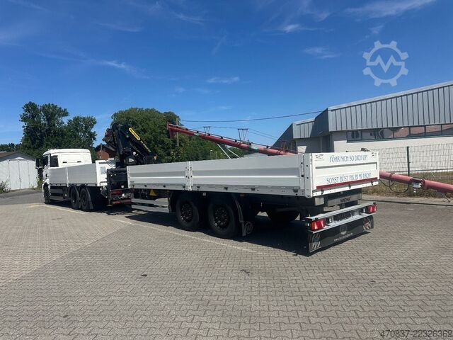 Camion plateau MAN TGX 26.470 6x2  Palfinger PK 18500 Funk + Hänger