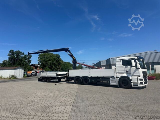 Camion plateau MAN TGX 26.470 6x2  Palfinger PK 18500 Funk + Hänger