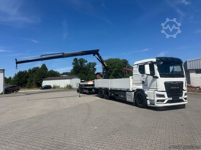 Camion plateau MAN TGX 26.470 6x2  Palfinger PK 18500 Funk + Hänger
