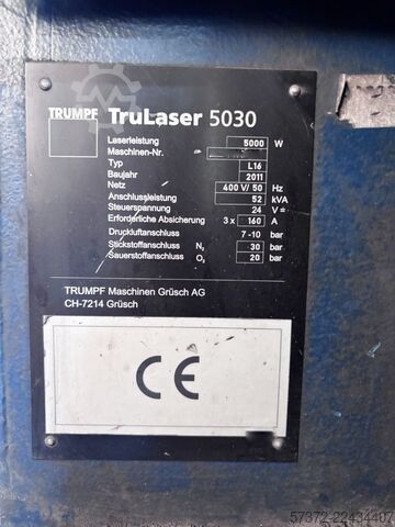 CNC Laser Cutting System Trumpf TruLaser 5030 L16