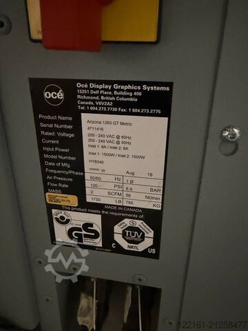 Digital print machine Oce Arizona 1260 GT With Low mileage