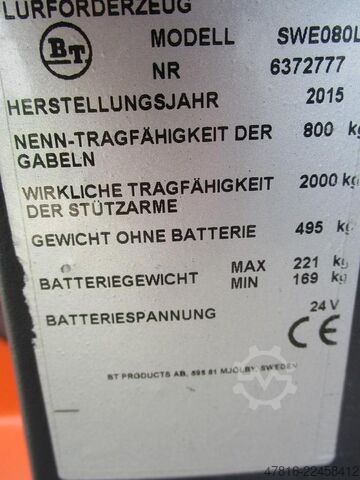 Hoogheffende palletwagen BT SWE 080L