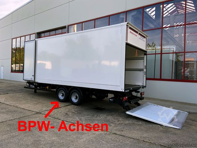 Box trailer Möslein TKO105 D-L 6 m  10 t GG Tandem Koffer, Ladebordwand+ Durchladbar, 6,20 m