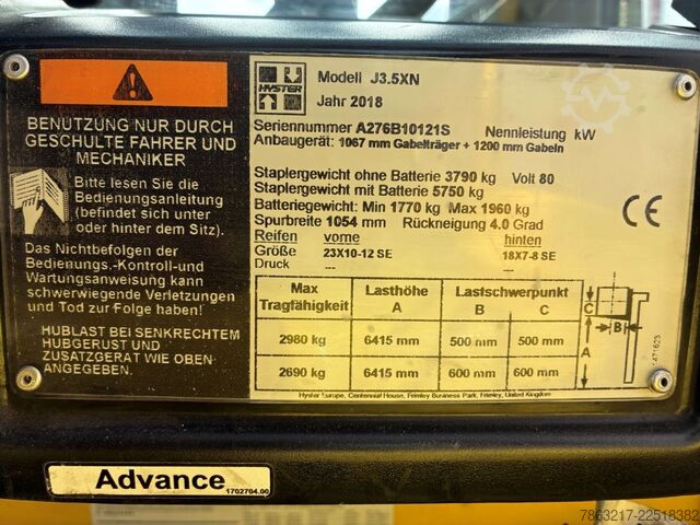  Hyster J 3.5 XN
