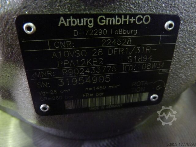 ACP Arburg Arburg Doppelpumpe AKP28 + AKP10 / R902433775, R902471919 / A10VS0 28 DFR1/31R-PPA12KB2-S1894, A10VS0 10 DFR1/52R-VSA14N00-S2679