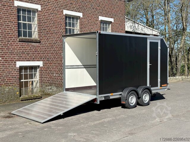 Remorcă carosată Vezeko TK C 27.40 | BLACK | RAMPE | SEITENTÜR 405X184X205CM 2700KG AERO KOFFERANHÄNGER