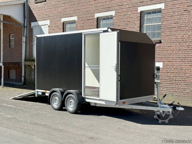 Remorcă carosată Vezeko TK C 27.40 | BLACK | RAMPE | SEITENTÜR 405X184X205CM 2700KG AERO KOFFERANHÄNGER