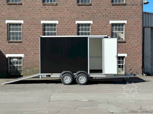 Remorcă carosată Vezeko TK C 27.40 | BLACK | RAMPE | SEITENTÜR 405X184X205CM 2700KG AERO KOFFERANHÄNGER
