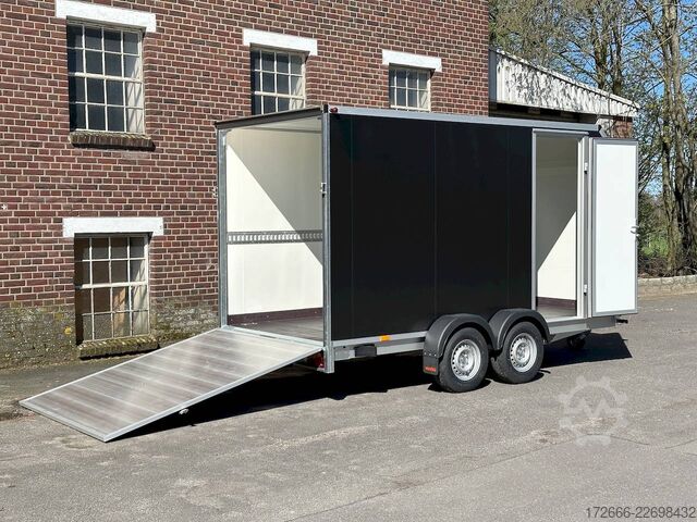 Remorcă carosată Vezeko TK C 27.40 | BLACK | RAMPE | SEITENTÜR 405X184X205CM 2700KG AERO KOFFERANHÄNGER