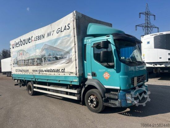 Plattewagen met zeil VOLVO FL 240 4X2R, PLANE, MANUAL, E4, LADEBORDWAND,