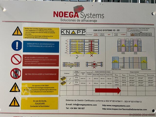 Transportador de rolos Knapp Système de stockage à navette