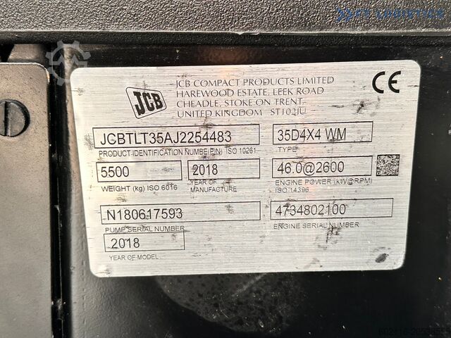 Manipulador telescópico JCBTLT35D / 4X4 / DIESEL / 4100MM / CABI TLT35D / 4X4 / DIESEL / 4100MM / CABIN