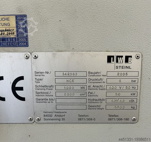 Injectie spuitgieten machine LWB HCE 1000/2000