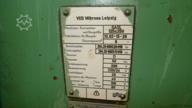 Centerless slibemaskine SASL 200x300 WMW Mikrosa SASL 125 1A, 200x300, 125x250, KCH 63