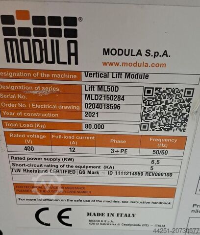 Geautomatiseerd verticaal opslagsysteem1 Modula Lift ML50D