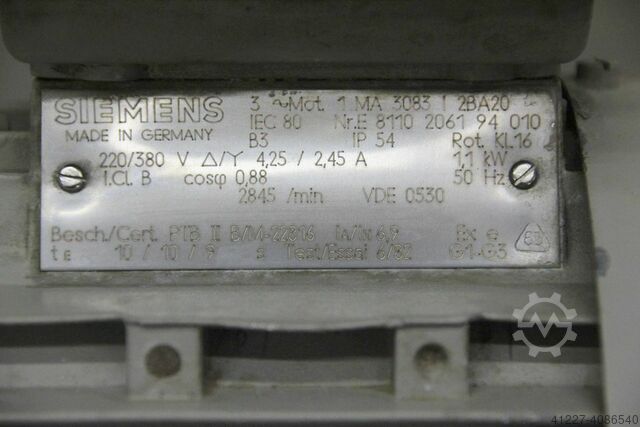 Elektrik motoru 1,1 kW 2845 Rpm Siemens 1 MA 3083 / 2BA20