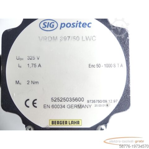 Berger Lahr Motor Berger Lahr VRDM 397/50 LWC SIG Positec 52525035600 Schrittmotor SN: 9735750