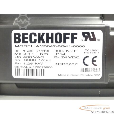 Motore Beckhoff Beckhoff AM3042-0G41-0000 Servomotor SN:173879866
