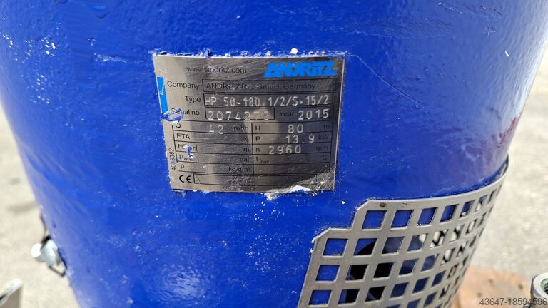 Vertikale Kreiselpumpe 13,9 kW Andritz HP 50-180.1/2/S.15/2