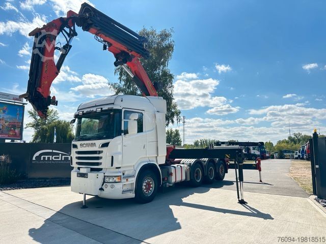 Grue montée sur camion SCANIA R730 8x4 V8 SZM Kran 43m +JIB +Seilwinde Frontab