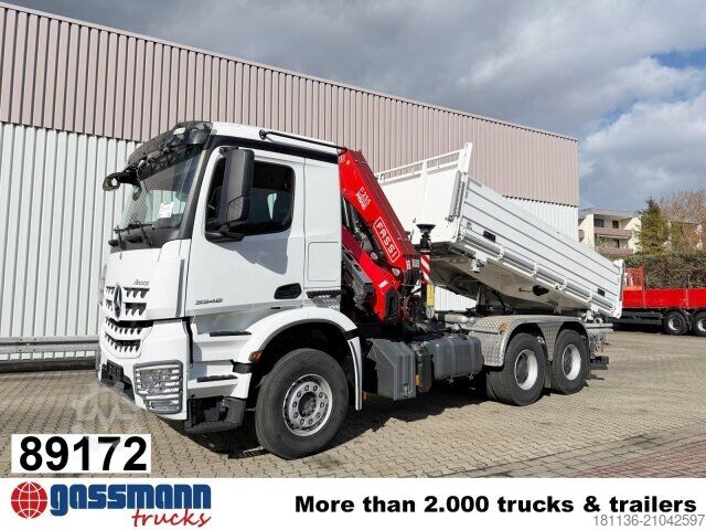 Camion benne Mercedes-Benz Arocs 3348 K 6x4, Kran Fassi F255A.2.24,