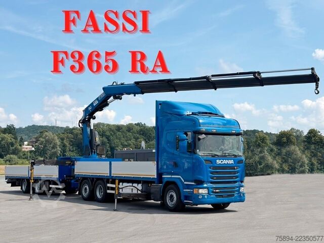 Macara montată pe camion SCANIA R 450 * FASSI F365 RA + FUNK + Anhänger*TOP