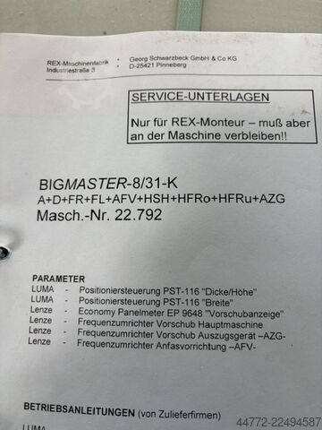 4-stronna strugarka uniwersalna REX Bigmaster 8 / 310 K