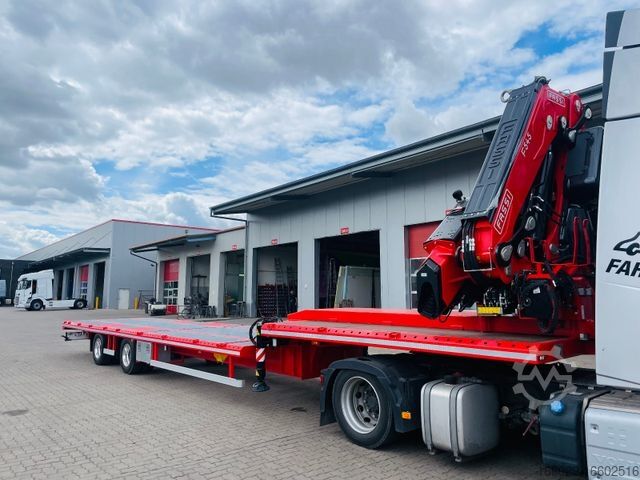 Dieplader oplegger Wiese Stufensattel Tieflader mit Kran Fassi F545
