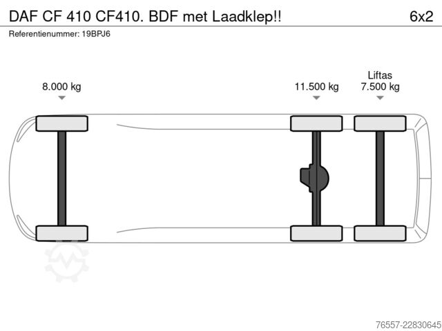 Kufr DAF CF 410 CF410. BDF met Laadklep!!