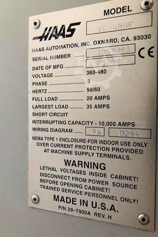 Pionowe centrum obróbcze HAAS VF-4BHE
