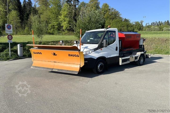 Kampós konténerszállító teherautó Iveco 70C17 Kommunal + Schneepflug / Swiss-Vehicle