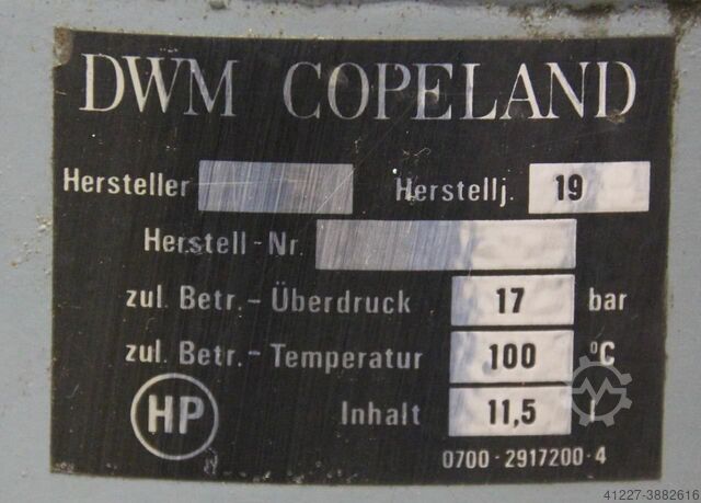 Tryckluftstank DWM Copeland 11,5 L 17 bar