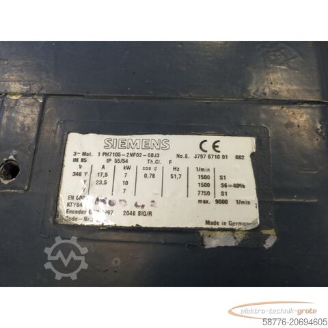 Siemens-motor Siemens 1PH7105-2NF02-0BJ3 Kompakt-Asynchronmotor SN:J797671001002