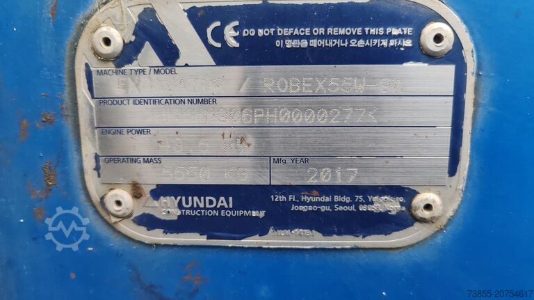 Gravemaskine på hjul Hyundai R55W-9A with 3 excavator buckets