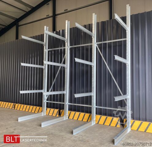 Cantilever rack ca. 4,16 lfm. Kragarmregal H: 416 cm T: 137 cm , 500kg/Arm , 4 Lagerebenen