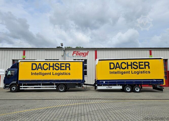 Remorque ouverte avec bâche FLIEGL Tandem-Plattform-Anhänger Durchlader