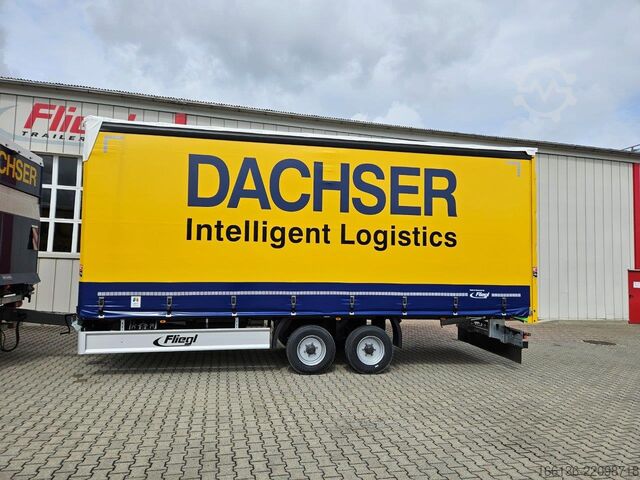 Remorque ouverte avec bâche FLIEGL Tandem-Plattform-Anhänger Durchlader