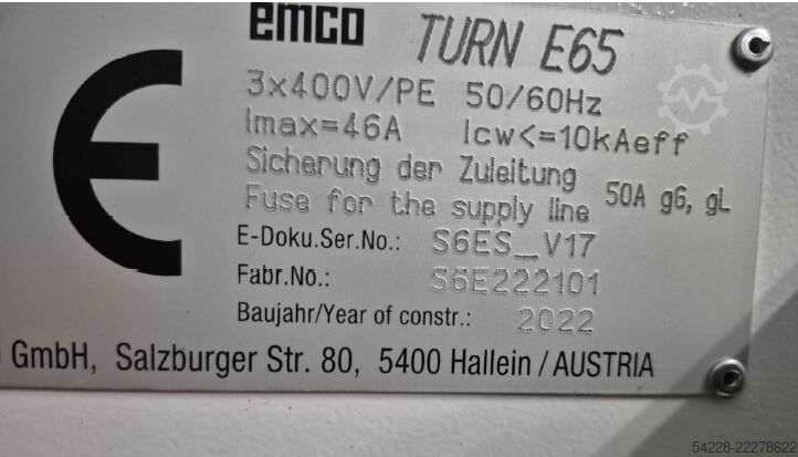  EMCO EMCOTURN E 65 SMY, Siem., Bj. 2022