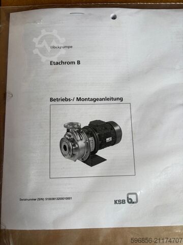 Pompă industrială KSB Etachrom B, 18 m³/h, H=45 m KSB Etachrom B pompa przemysłowa 18 m³/h H=45 m KSB Etachrom B pompa przemysłowa 18 m³/h H=45 m
